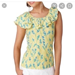 Lilly Pulitzer Wynne Floral top size XS, 100% cotton natural fibers